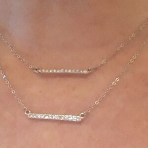 Delicate Layered Silver Necklace with Sparkling Bars